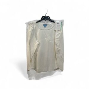 CeCe Women's‎ Ivory Long Sleeve Puff Sleeve Crew Neck Top L